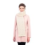 100% Super Soft Merino Cable Knit Long Thick Cold Winter Aran Scarf