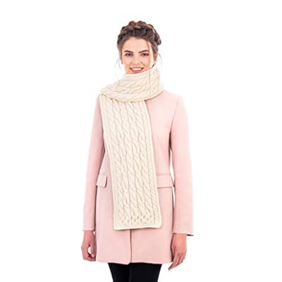 100% Super Soft Merino Cable Knit Long Thick Cold Winter Aran Scarf 100% Super Soft Merino Cable Knit Long Thick Cold Winter Aran Scarf