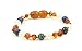 Baltic Amber Teething Bracelet/Anklet Mixed with Semi Precious Stones - Hand-Made from Certified Natural Baltic Amber Beads (4.7 inches (12 cm), Cognac/White Agate/Lapis Lazuli)