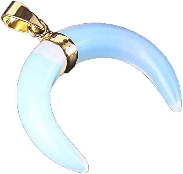 Natural Stones Crescent Moon Necklaces Pendants Purple Crystal Pink Quartz White Stone Gold Color Reiki Women Jewelry