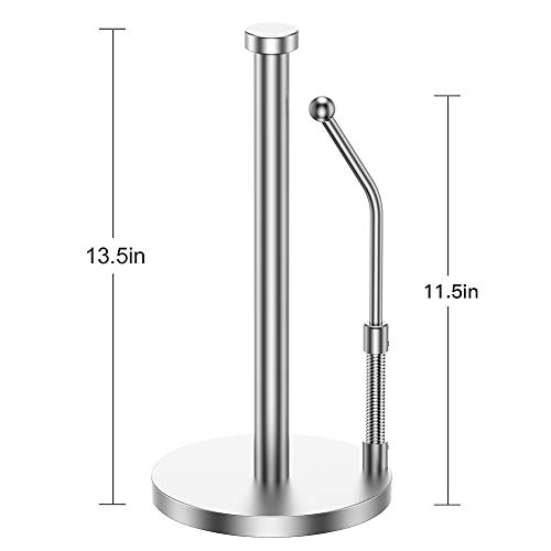 AmazeFan Paper Towel Holder Vertical Design with Long Spring, Food Grade 304 Stainless Steel, Drawing Process, One-Handed Operation, Multi-Functional Paper Towels, 2 Year Full-Refund