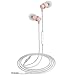 Rovking Wired Earbuds with Mic and Case, Lightweight Ergofit in Ear Headphones, Metal Ear Buds Stereo Bass Earphones Compatible with iPhone iPod iPad Samung Android Cell Phone Laptop Tablet Rose Gold