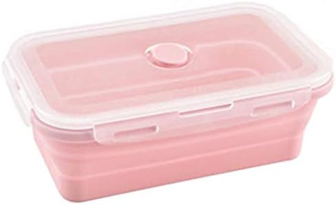 4 Sizes Blue Pink Eco-Silicone Food Container Collapsible Picnic Lunchbox Food Case Food Storage Bento Box pink 800ml