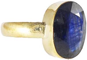 Jyotish Asha,Natural Blue Sapphire(Neelam) Stone Original Panchdhatu Ring with Certificate, 6 to 7 Ratti, for Unisex.