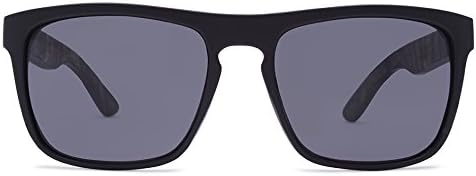KREEDOM Exceptional Sunglasses, Matte Black with Dark Wood Temple, Smoke, One Size