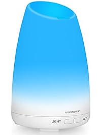 URPOWER Essential Oil Diffuser Aromatherapy Diffuser Portable Ultrasonic Aroma Humidifier with 7 Color Changing LED Lamps, Mist Mode Adjustment and Waterless Auto Shut-off Function