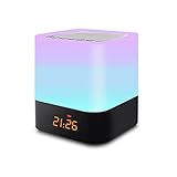 DDHAO Bluetooth Speaker Night Light Bedside Romantic Ambience Light Table Lamp with Alarm Clock 8 Colors Touch Control LED Novelty Lighting Wireless Bluetooth Speakers Support TF Card AUX Music Player