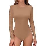 Women's Cotton Bodysuit - Long Sleeve Crew Neck, Stretchy Everyday Wear, Snap Closure Basics