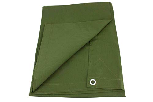 6' x 8' Green Canvas Tarp 12oz Heavy Duty Water Resistant