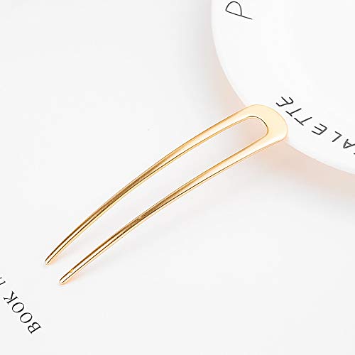 Luckycivia 4 Pcs U-Shape Hairpins, Simple Metal U Shaped Hair Pin, Vintage Hair Stick, Hairstyle Chignon for Women Girls - Thumbnail 4