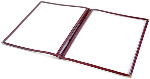 Happypinto (25 Pack) 8.5" x 11" Restaurant Menu Covers, Double Stitched Leatherette, High Gauge Vinyl & Gold Corners (2 Pages 4 Views, Burgundy)