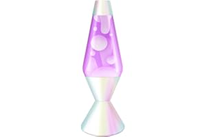 Spencer Gifts Lava Lamp - 16.3" Opalescent Pearl - The Original Motion Lamp - Pink Wax and Purple Liquid with Hand Painted Opalescent Base Exclusive
