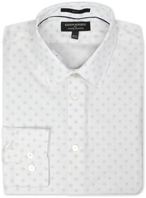 slim-fit non-iron dress shirt banana republic Banana Republic Men's Non-Iron Slim Fit Shirt | Size L | Magenta/White Gingham Check