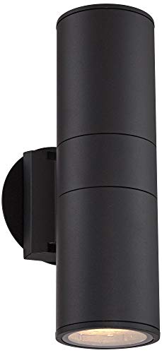 Ellis Modern Outdoor Wall Light Fixture Black 11 3/4" Cylinder Up Down Exterior House Porch Patio - Possini Euro Design