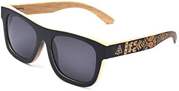 WOODWORD Polarized Handmade Bamboo Wood Sunglasses in Wayfarer that Floats with Case (bamboo wood, black)