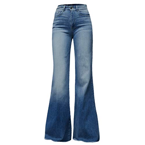 VEZAD Womens High Waist Wide Leg Jeans Fashion Pocket Denim Skinny Pants