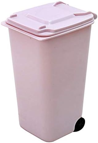 HongShan Creative Wheelie Mini Convenient Trash Can Desktop Plastic Bucket Dustbin Waste Bins Small Scissors Pencil Pen Cup