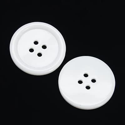 50 White Round 23mm Ridge Resin 4 Hole Sewing Crafts Scrapbook Card Making Buttons (White, 23mm)