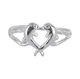 Sterling Silver Toe Ring Diving Dolphin Heart Toerings