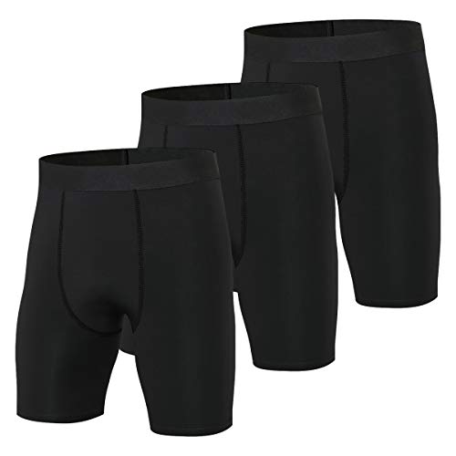 Niksa 3 Pack Mens Compression Shorts Gym Running Sports Underwear Base Layer Shorts Sports Undershorts Quick Drying Fabric Mens Workout Shorts with Compression Fit
