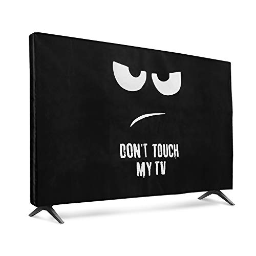 kwmobile Indoor 40" TV Cover – Television Dust Cover Screen Protector – TV Screen Dust Protection – Synthetic Fabric White/Black