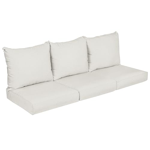 Sorra Home Boucle Ivory Outdoor Deep Seating Sofa Pillow Set 29 Cushion, 87 in…