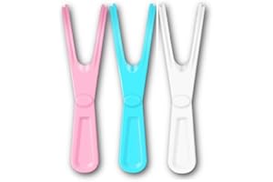 3-Pack Reusable Floss Handles (White, Pink, Blue) - Eco-Friendly Dental Floss Holder for Effective Plaque Removal, Compatible