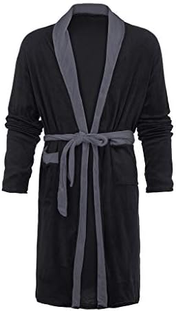 Colmkley Mens Warm Kimono Robe Long Loungewear Sleepwear Nightwear Spa Bathrobes