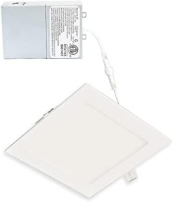 Led Fantasy 6 Inch Square 15w 120v Recessed Ultra Thin Ceiling Led Light Retrofit Downlight Wafer Panel Slim Ic Rated Etl Energy Star 1010 Lumens Warm White 3000k 1 Pack Amazon Com