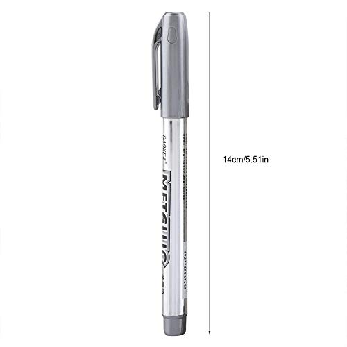 Fdit 12Pcs Acrylic Paint Set Detailed Waterproof Metallic Color Craftwork Paint Pen Gold and Silver Paint Marker for Tire Metal Surface CD Glass(Silver)