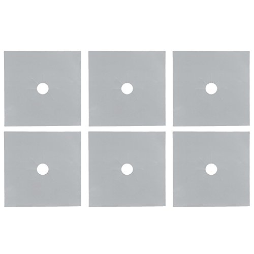 6 PCS Thick Reusable Gas Stovetop Stove Top Burner Protector Gas Range Liner Sheets 27 x 27cm Silver