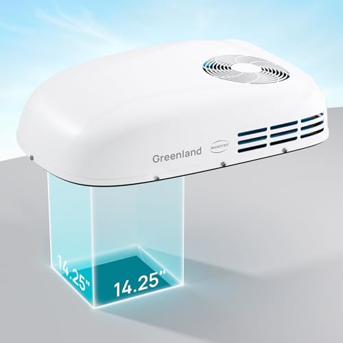 TURBRO Inverter 13.5K BTU RV Air Conditioner with Cooling and Heat Pump | Non-Ducted Low-Profile Rooftop Unit | Quiet Operation | WiFi & Remote Control | LED Atmosphere Light, White | Non-Ducted Low-Profile Rooftop Unit, Quiet Operation, WiFi & Remote Control, LED Atmosphere Light, White