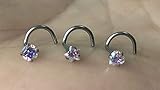 1SET/3PCS(Round+Heart+Star)20 Gauge/0.8mm Curved Nose Rings Stainless Steel Nose Studs Cubic Zirconia Screw Piercing Tool Body Jewelry for Women Lady Girls(Colorful)