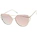 zeroUV Oversize Metal Frame Thin Temple Color Mirror Flat Lens Aviator Sunglasses 62mm (Gold/Pink Mirror)