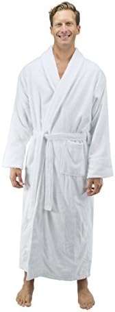 Comfy Robes Personalized Men's 16 Oz. Turkish Terry Cotton Bathrobe, L/XL (OSFM) Tall White