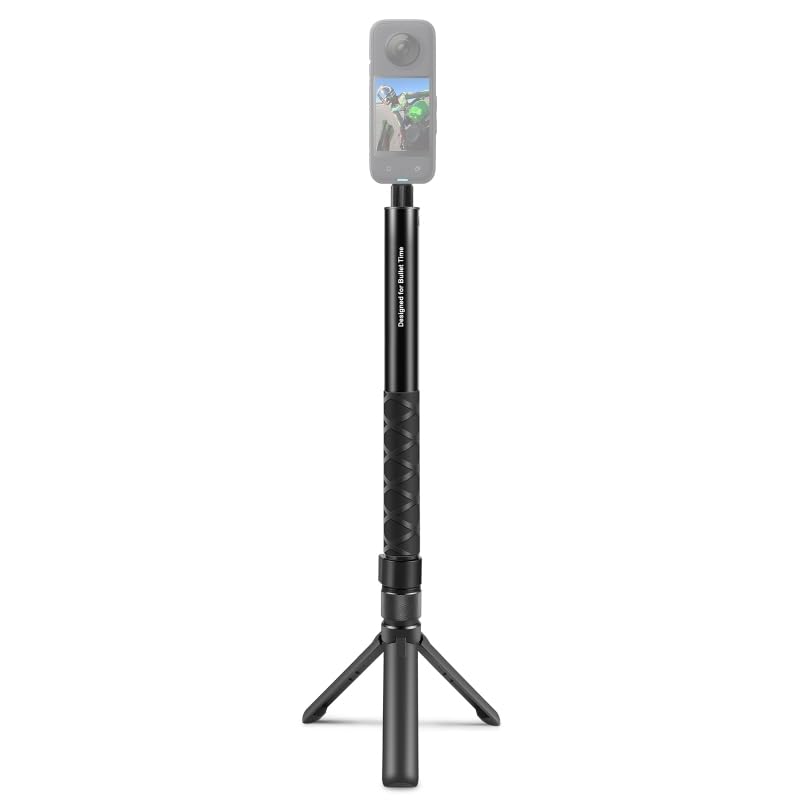 PULUZ Selfie Stick Tripod Monopod for Insta360，GoPro，Phone，Rotary Handle Tripod Stand with 110cm Extension Selfie Stick for Action Camera