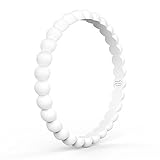 Demetory Thin and Stackable Silicone Wedding Ring for Women by, Affordable Silicone Rubber Wedding Bands - 3mm Width - 2mm Thick. Perfect for Athlete, Nurse, Police White Size 7