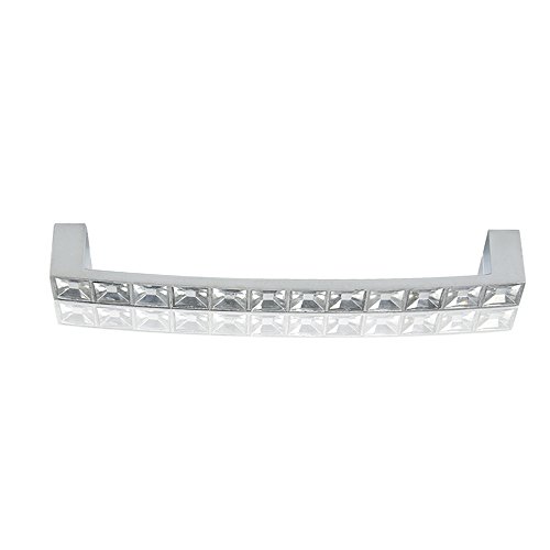 TOVOT 128 MM European Style Square Clear Glass Diamond Crystal Rhinestone Knobs Handle Pull for Cupboard Kitchen Bathroom Knobs Drawer Wardrobe Door Handle Pull(6 pack)
