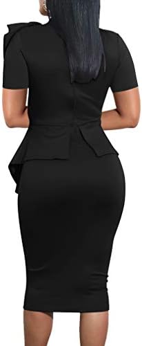 LAGSHIAN Women Fashion Peplum Bodycon Short Sleeve Bow Club Ruffle Pencil Party Dress 2 LAGSHIAN Women Fashion Peplum Bodycon Short Sleeve Bow Club Ruffle Pencil Party Dress