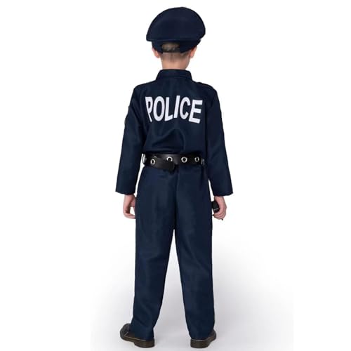 AM ANNA 11PCS Police Costume for Kids, Police Officer Costume for Kids,Kid Cop Costume Role Kit,Kid Police Officer Costume Set with Accessories, Halloween Role Play Uniform