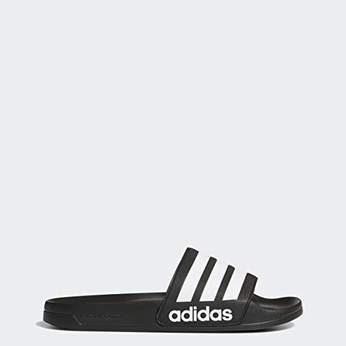 adidas Men's Adilette Shower Slide Sandal, Black/White/Black, 12 M US
