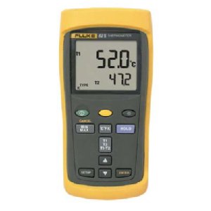 Fluke 52-2 Dual Input Digital Thermometer, 3 AA Battery, -418 to 2501 Degree F Range, 60 Hz Noise Rejection