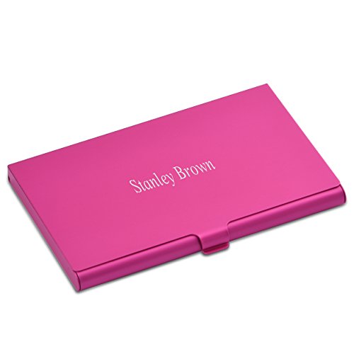 Personalize Colorful Aluminium Alloy Credit Card Business Card Holder Card Case - Free Custom Engraving (rosy)