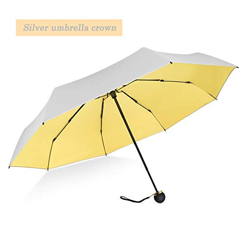 ATOFUL 8Ribs UPF50+ UV Blocker Parasol Manual Mini Umbrella Windproof UV Protection Wind Resistant Lightweight Folding Sun-Rain anti UV Umbrella 7.8" Titanium Compact Vent Sun Umbrella (Lemon Yellow)