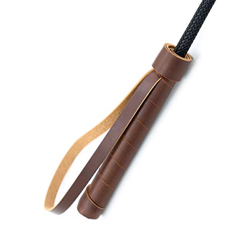 HOT TIME Horse Riding Crop 18" Fiberglass Shaft with Leather Whip Stick (Brown) - Thumbnail 3