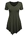 MBJ WT638 Short Sleeve Shirts for Womens Tops Casual V-Neck Summer Clothes Asymmetrical Tunic Blouses XXXL Olive