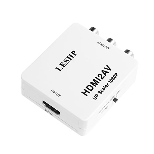 LESHP HDMI to AV Converter 1080P Hdmi To 3RCA Composite AV Supporting PAL/NTSC with USB Charge Cable for Laptop TV PC PS3 Blue-ray DVD STB VHS VCR Camera FL / FOR Audio Signals Change RCA Connector