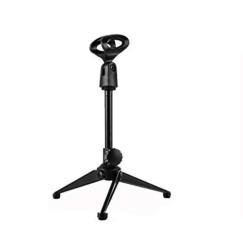 OFKPO Micro Stand Microphone Tripod Holder Adjustable Foldable Portable Desktop Microphone Holder With Mic Clip For Microphone(Black)