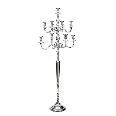 9 Arm Floor Standing Candelabra Taper Silver Candle Holders Wedding Centerpieces 60 Inch Or 5 Ft Tall