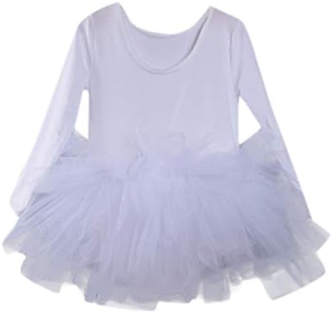 Jchen(TM) Little Kids Baby Girls Dress Gymnastics Dance Tutu Tulle Ballet Training Bodysuit Dancewear Dress for 2-6 Y